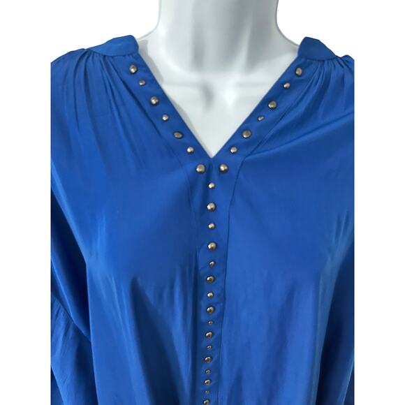 Chicos Blue Embellished 3/4 Sleeve Blouse – Size 10 (NWT) - Picture 2 of 8